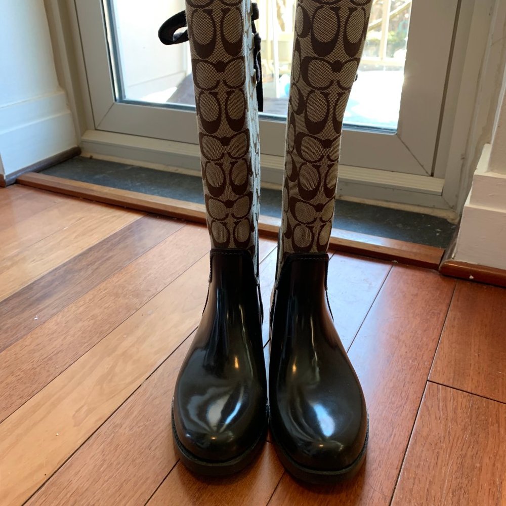 Coach Brown Signature Tristee Rain Tall Boots